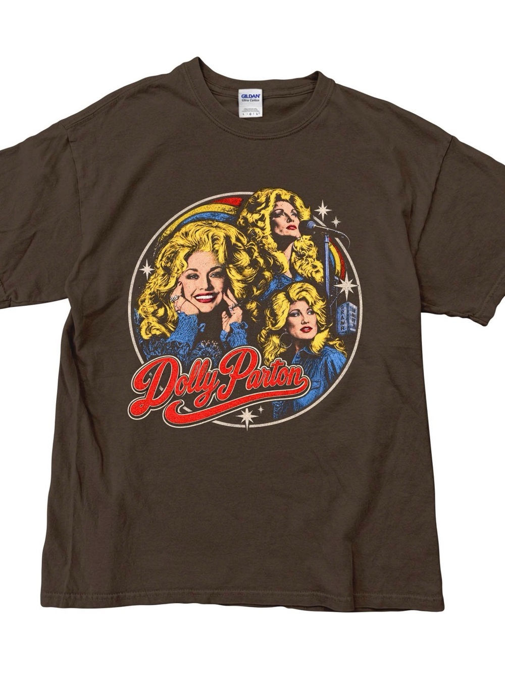 Gildan Brown Dolly Parton Retro 80s Graphic Tee